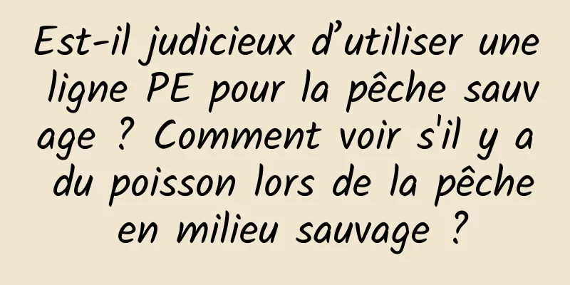 Est-il judicieux d’utiliser une ligne PE pour la pêche sauvage ? Comment voir s'il y a du poisson lors de la pêche en milieu sauvage ?