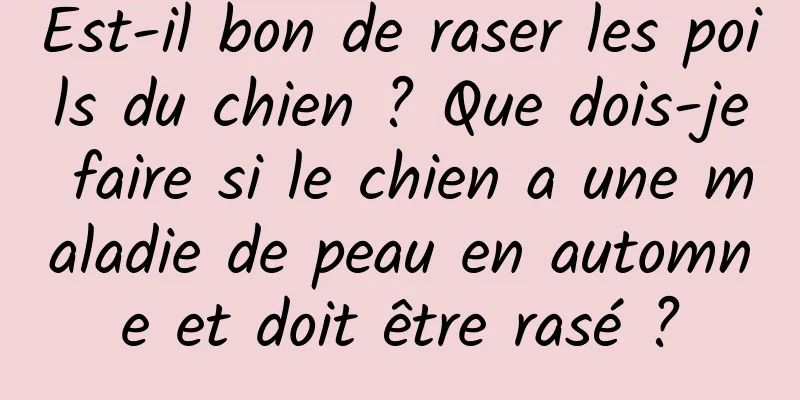Est-il bon de raser les poils du chien ? Que dois-je faire si le chien a une maladie de peau en automne et doit être rasé ?