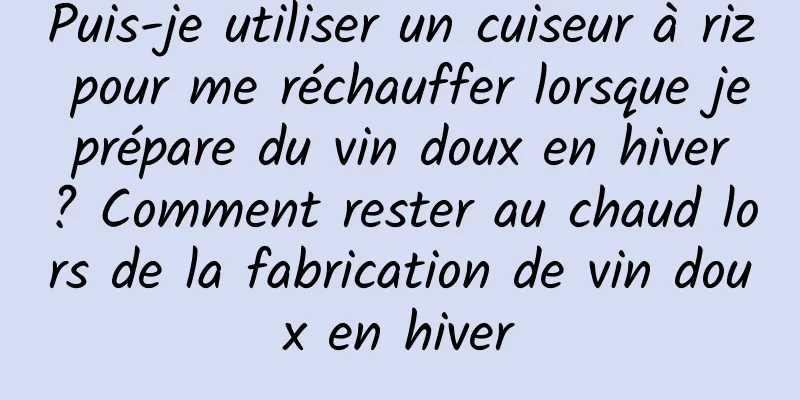 Puis-je utiliser un cuiseur à riz pour me réchauffer lorsque je prépare du vin doux en hiver ? Comment rester au chaud lors de la fabrication de vin doux en hiver