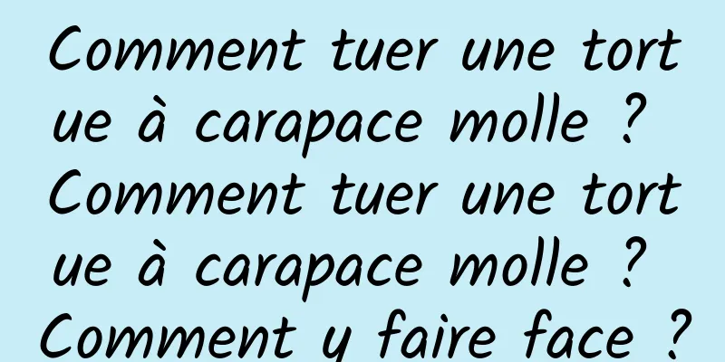 Comment tuer une tortue à carapace molle ? Comment tuer une tortue à carapace molle ? Comment y faire face ?